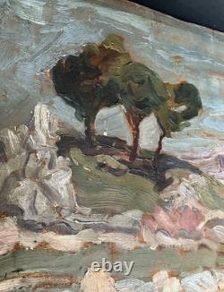 Oil on Wood Panel French Provençal Landscape, c. 1930–50, Original Painting