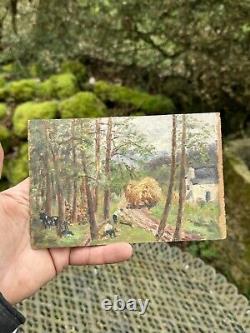 Oil on Wood Panel & Painting & Loggers in Baget st Christau April 1917