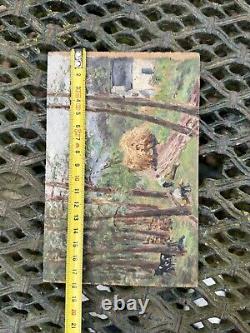 Oil on Wood Panel & Painting & Loggers in Baget st Christau April 1917