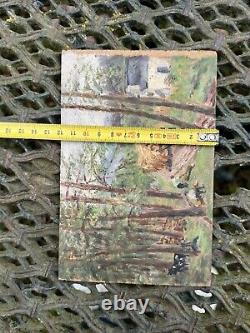 Oil on Wood Panel & Painting & Loggers in Baget st Christau April 1917