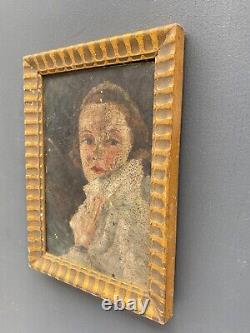 Oil on Wood Panel Portrait of a Young Woman from the Early 20th Century A4542