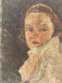 Oil on Wood Panel Portrait of a Young Woman from the Early 20th Century A4542