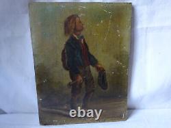 Oil on Wood Panel Young Man signed LEMONNIER at bottom right and dated