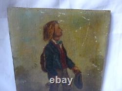 Oil on Wood Panel Young Man signed LEMONNIER at bottom right and dated