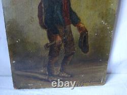 Oil on Wood Panel Young Man signed LEMONNIER at bottom right and dated