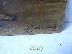 Oil on Wood Panel Young Man signed LEMONNIER at bottom right and dated