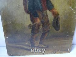Oil on Wood Panel Young Man signed LEMONNIER at bottom right and dated