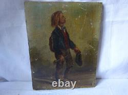 Oil on Wood Panel Young Man signed LEMONNIER at bottom right and dated