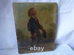 Oil on Wood Panel Young Man signed LEMONNIER at bottom right and dated