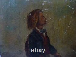 Oil on Wood Panel Young Man signed LEMONNIER at bottom right and dated