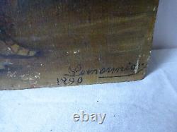 Oil on Wood Panel Young Man signed LEMONNIER at bottom right and dated