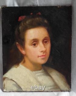 Oil on Wood Portrait of a Young Woman Around 1900