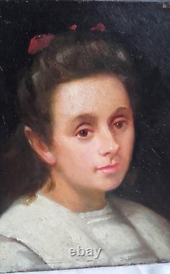 Oil on Wood Portrait of a Young Woman Around 1900