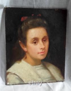 Oil on Wood Portrait of a Young Woman Around 1900