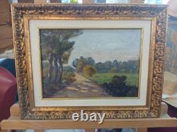 Oil on Wood R. Vollaire Landscape 1938