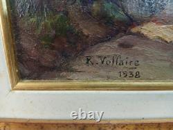 Oil on Wood R. Vollaire Landscape 1938