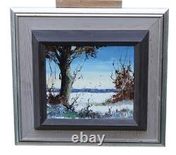 Oil on Wood Signed Harry Bonde Petersen Winter Landscape Framed Painting