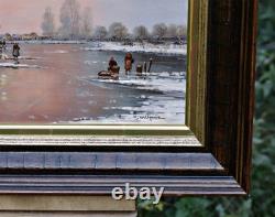 Oil on Wood Signed Mehrnia Winter Landscape River Framed Original Painting
