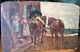 Oil On Wood United Kingdom Signed E. Ughill April 1912 Animated Scene