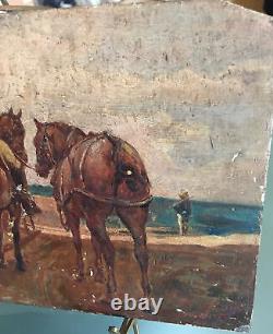 Oil on Wood United Kingdom Signed E. Ughill April 1912 Animated Scene