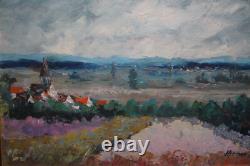 Oil on Wood VIEW OF THE PLAIN Signed HERMAN (ARMAND KRAEMER)