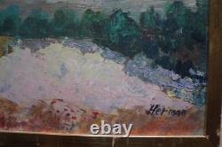 Oil on Wood VIEW OF THE PLAIN Signed HERMAN (ARMAND KRAEMER)