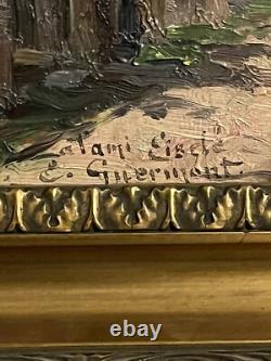 Oil on Wood by Eugène Guermont, 19th Century Impressionist, Moret Sur Loing
