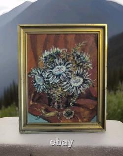Oil on canvas N BOULIER Still Life with a Bouquet of Thistles gilded wooden frame