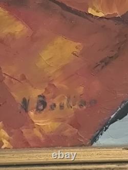 Oil on canvas N BOULIER Still Life with a Bouquet of Thistles gilded wooden frame