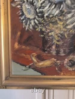 Oil on canvas N BOULIER Still Life with a Bouquet of Thistles gilded wooden frame