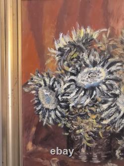 Oil on canvas N BOULIER Still Life with a Bouquet of Thistles gilded wooden frame