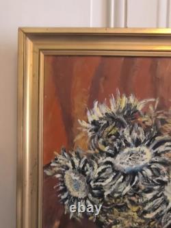 Oil on canvas N BOULIER Still Life with a Bouquet of Thistles gilded wooden frame