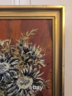 Oil on canvas N BOULIER Still Life with a Bouquet of Thistles gilded wooden frame