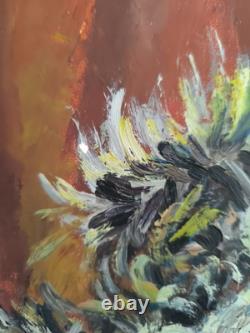 Oil on canvas N BOULIER Still Life with a Bouquet of Thistles gilded wooden frame