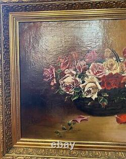 Oil on canvas, antique and signed 19th century, very nice gilt wood frame