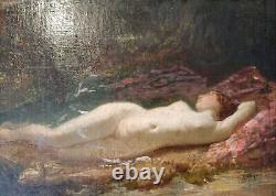Oil on canvas naked woman under the woods JJ Henner Good condition
