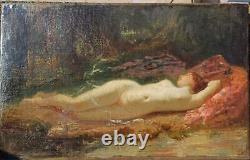 Oil on canvas naked woman under the woods JJ Henner Good condition