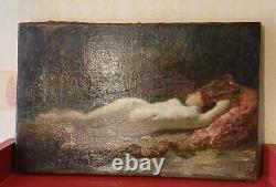 Oil on canvas naked woman under the woods JJ Henner Good condition