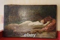 Oil on canvas nude woman in the woods JJ Henner Good condition
