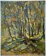 Oil On Canvas Under Wood Late 19th Century Forest Knife Painting Signed A4021