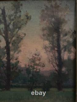 Oil on cardboard by J. Berges, woodland scene, given to Guillot de Raffaillac A6526