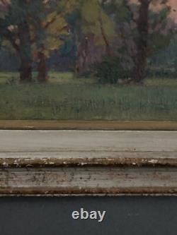 Oil on cardboard by J. Berges, woodland scene, given to Guillot de Raffaillac A6526