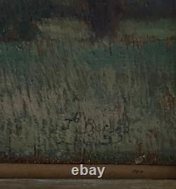 Oil on cardboard by J. Berges, woodland scene, given to Guillot de Raffaillac A6526