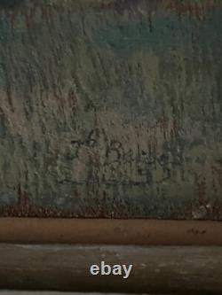 Oil on cardboard by J. Berges, woodland scene, given to Guillot de Raffaillac A6526