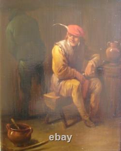 Oil on framed panel, Flemish school of the 19th century, tavern scene