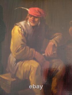 Oil on framed panel, Flemish school of the 19th century, tavern scene