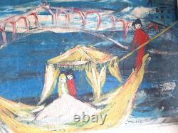 Oil on heavy cardboard by Poucette (1935–2006)