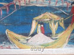 Oil on heavy cardboard by Poucette (1935–2006)