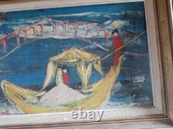 Oil on heavy cardboard by Poucette (1935–2006)