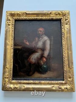 Oil on oak panel, The Drinker, follower of Teniers, 17th-century Flemish School